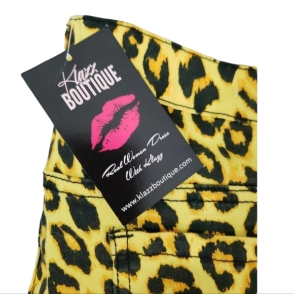 American Bazi ~Woman Plus Sz.3X~Yellow/Black Animal Print Pants Cotton Blend NWT - Picture 5 of 11